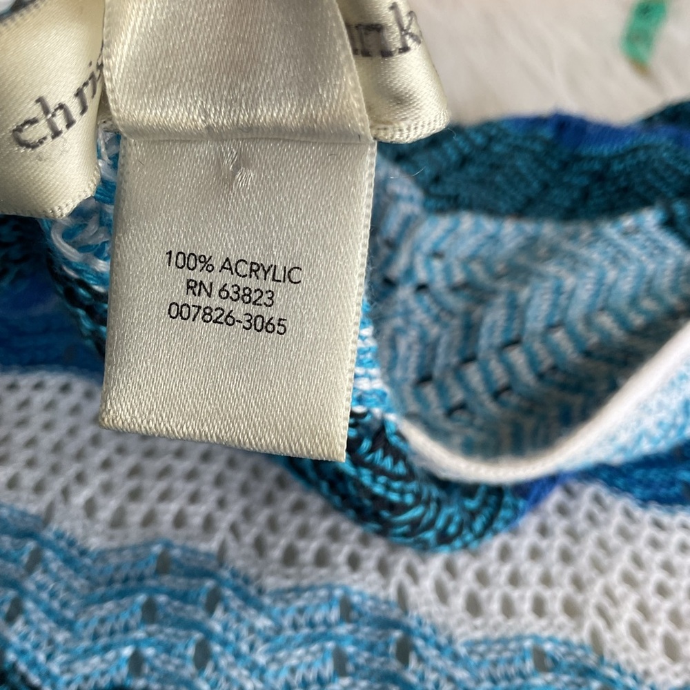 Christopher banks Cardigan Sweater Blue White Knit Preppy Business consign Small - Picture 7 of 7